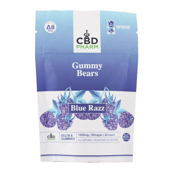 CBD Pharm Delta 8 Gummy Bears: Blue Razz