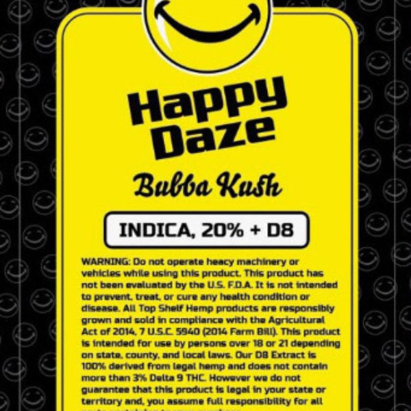 Happy Daze Delta 8 Infused Pre-rolls: Bubba Kush